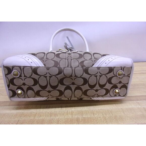Coach M0671-10507 Brown & White Hampton Signature Satchel Tote Bag - Picture 3 of 5